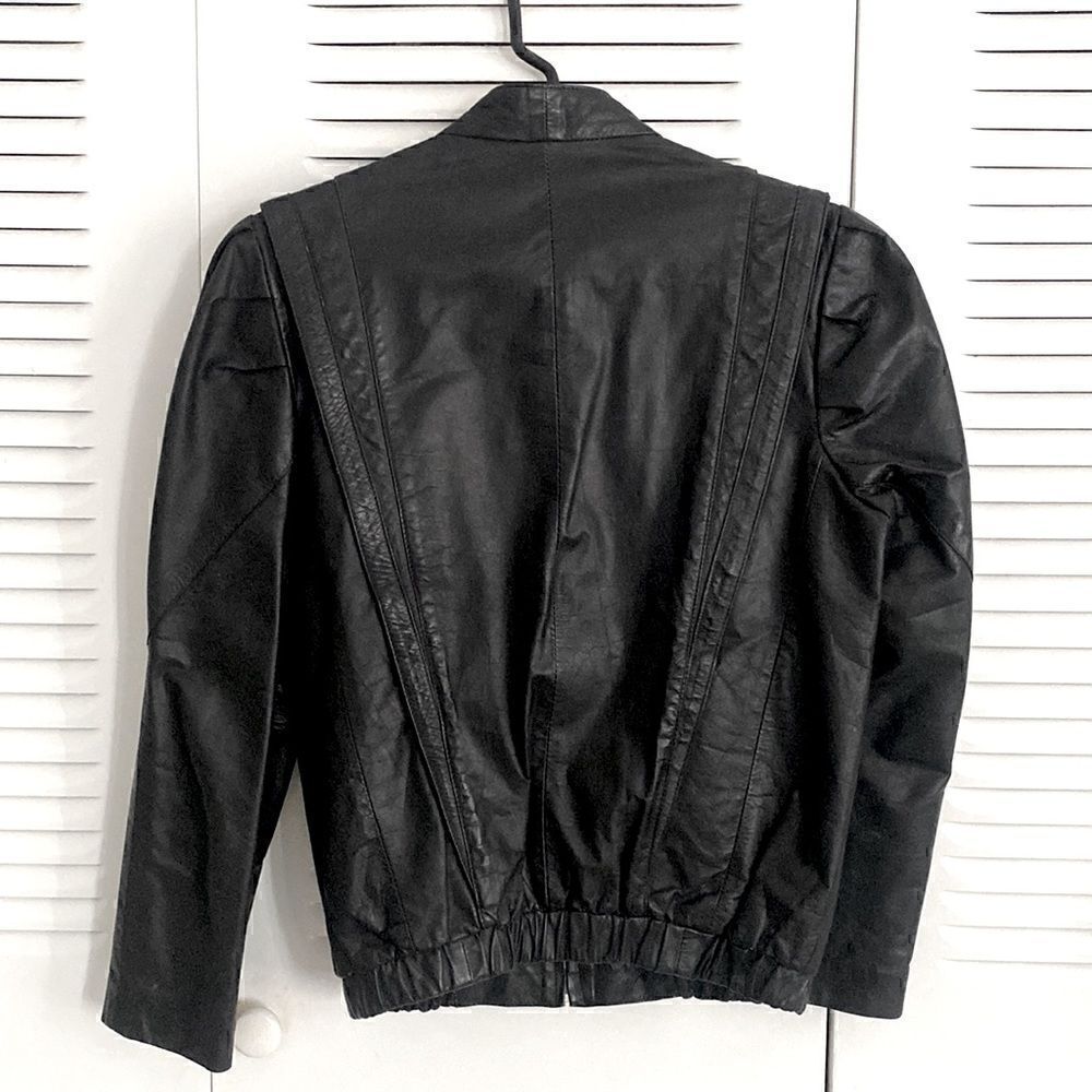 80s Thriller Black Leather Jacket Vintage Michael Jackson - Picture 3 of 3